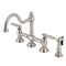 Kingston Brass KS3798GLBS Restoration Bridge Kitchen Faucet W/ Brass Sprayer, Nickel KS3798GLBS - alternate 1